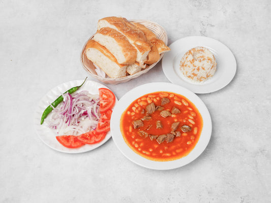 White bean stew (Rice + Cold Salad)
